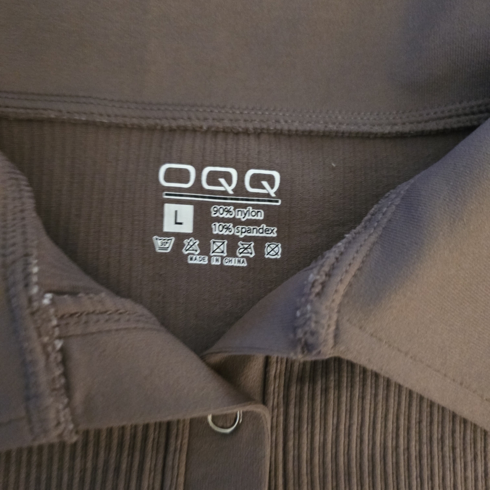 OQQ Ribbed Polo Collar Romper – Brown, Size L – NWOT - Picture 4 of 4